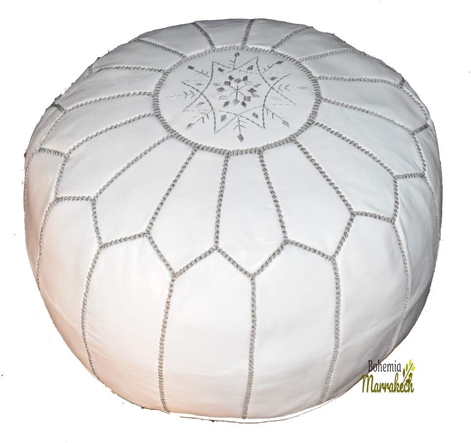 bohemiamarrakech Moroccan poufs Leather Luxury Ottomans footstools White unstuffed - UNSTUFED