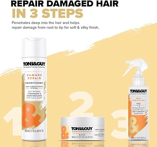 Miniatura 6 de Toni & Guy - Máscara reparadora de daños para reconstrucción intensa, unisex, 6.8 onzas
