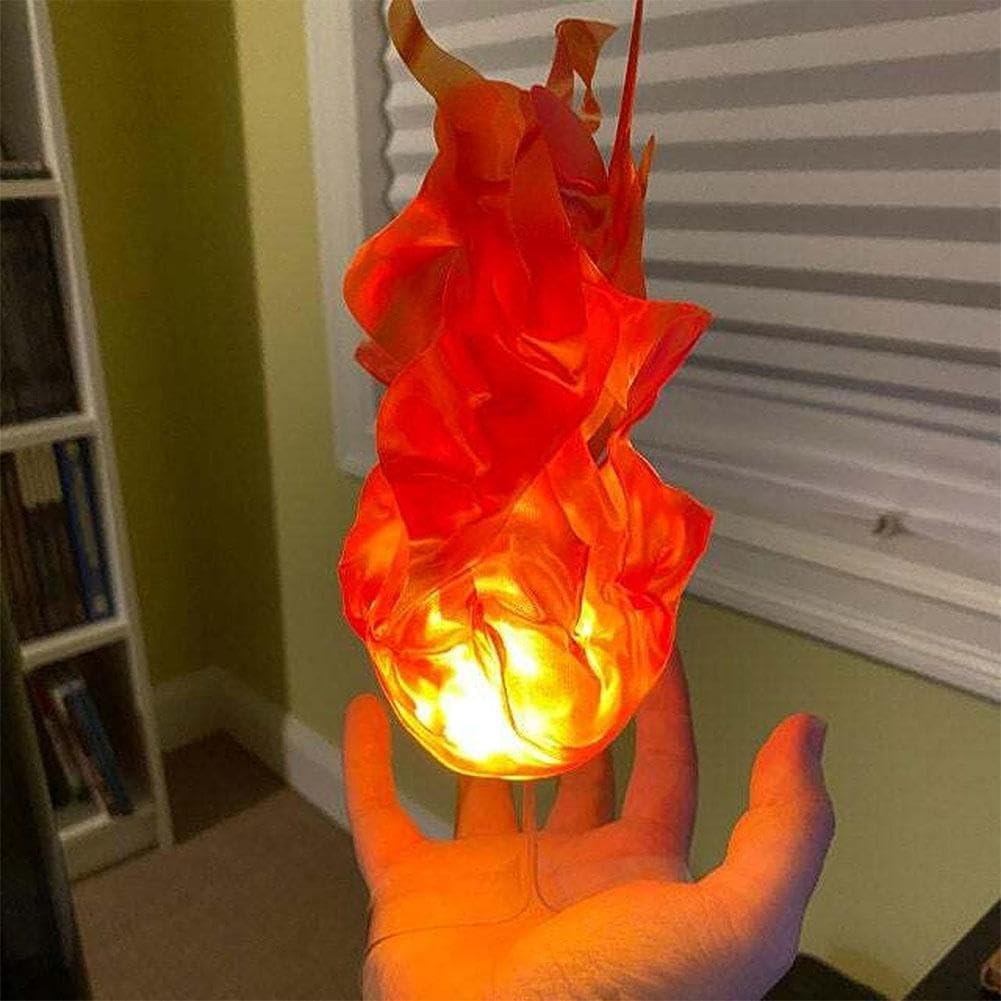 Halloween Fire Prop Decorations - Creative Flame Lamp, Artificial Floating Fireball, Illuminated No-Flame Prop for Home Halloween Party