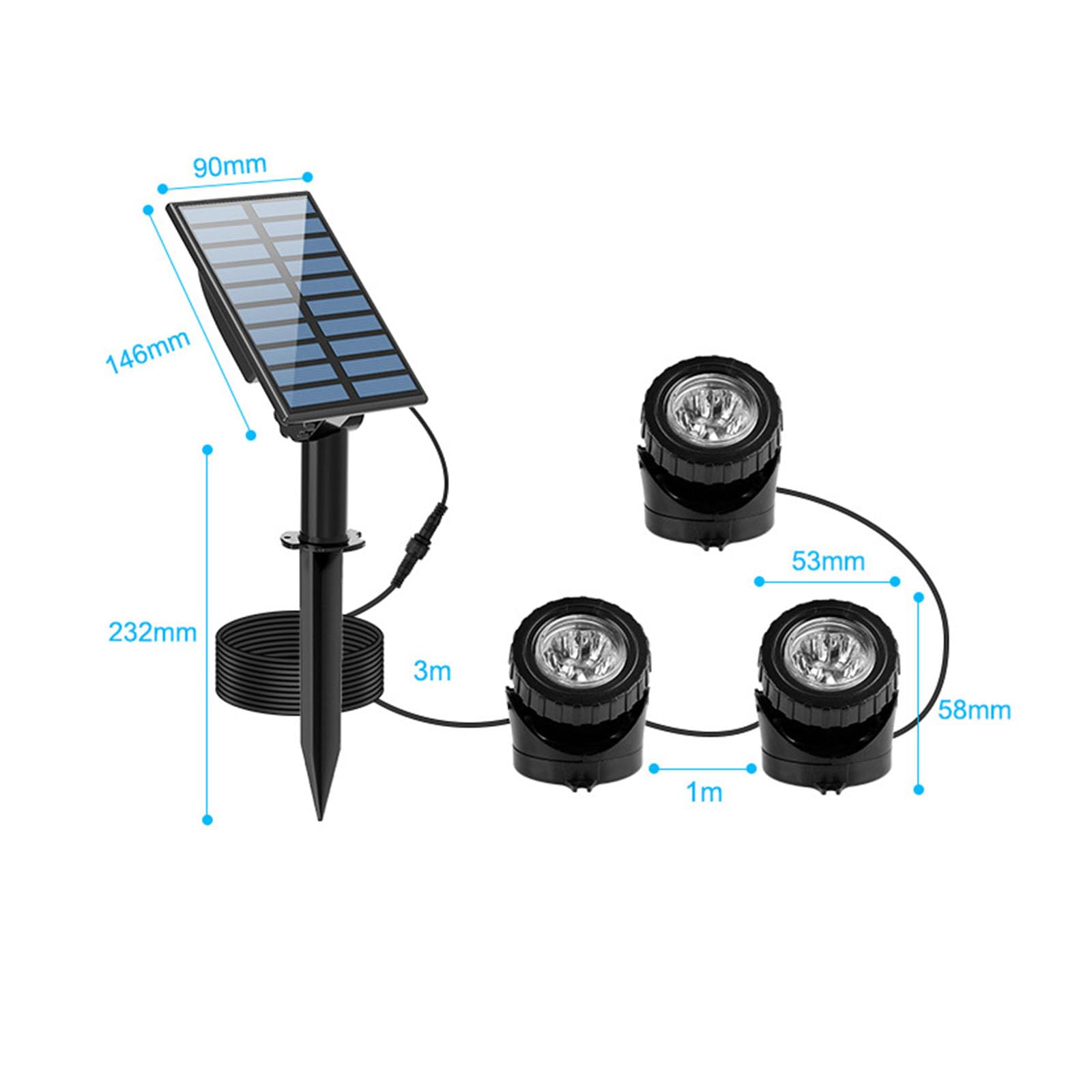 Paquete de 2 luces solares subacuáticas cambiantes con batería de 2000 mAh IP68 impermeable para piscinas y jardines, luces de fuente alimentadas por energía solar