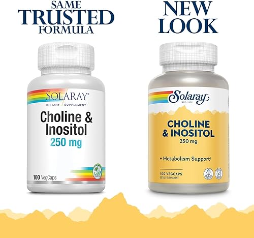 Miniatura 3 de SOLARAY Colina e inositol 250 mg  Combo de dos nutrientes para un metabolismo saludable de las grasas, apoyo a la función cerebral  100 cápsulas