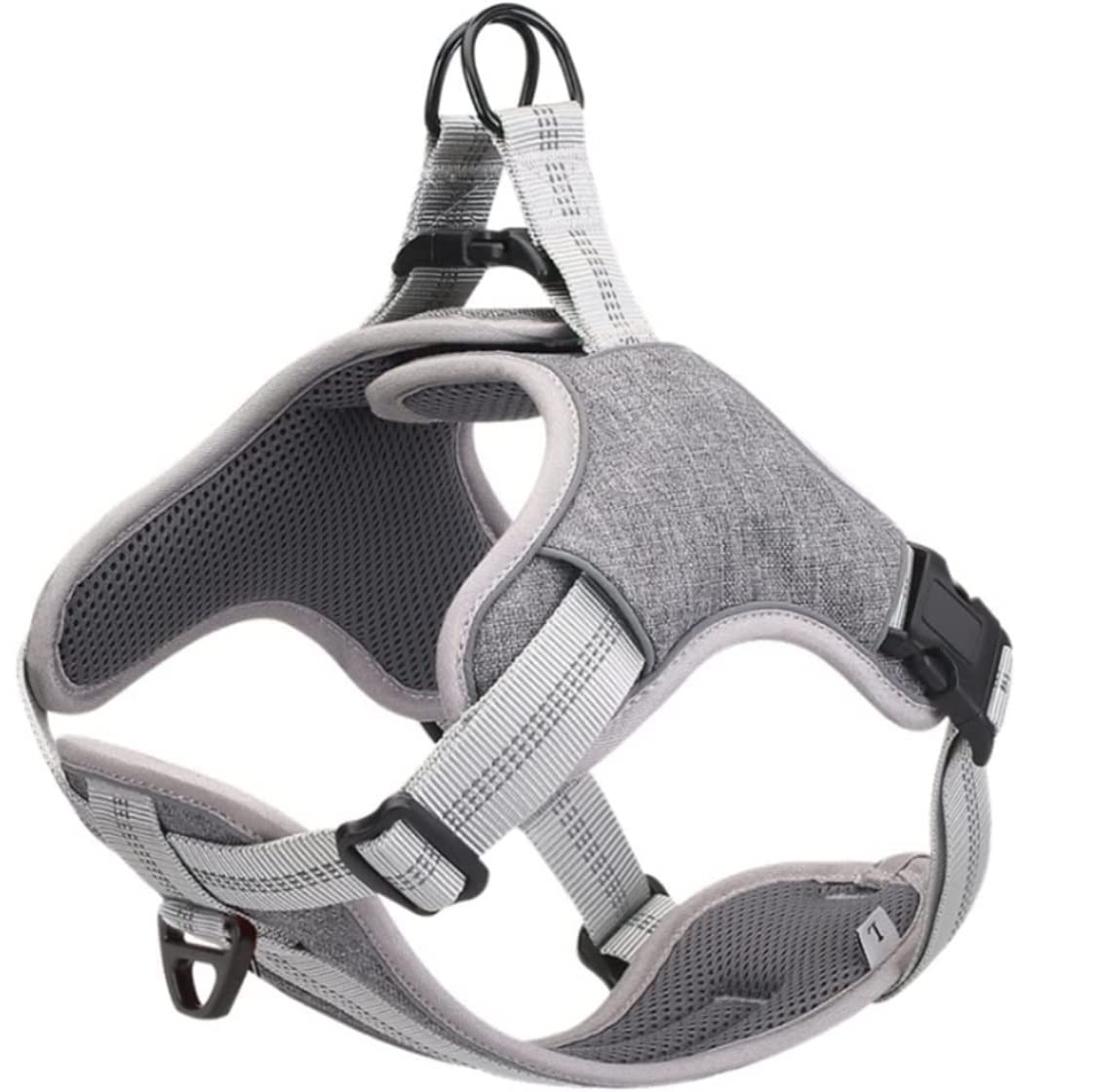 Smycz dla Psa Oddychające Nylonowe Szelki Dla Psa Ripstop Regulowana Kamizelka Odblaskowa Obroża Miękki Materiał Małe I Duże Psy Miękkie Regulowana(A,50-65cm)