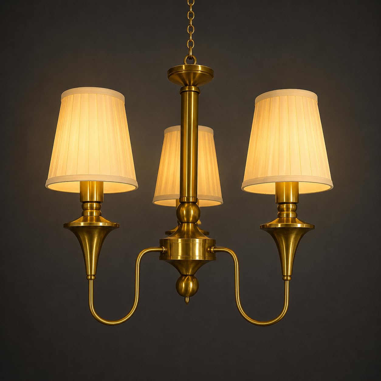 ALDAMIRA LIGHTING DECOR Imperial Grace Vintage Brass 3 Light Chandelier | Classic Pleated Cream Colour Fabric Shade | Elegant Modern Lighting Fixture for Dining Room, Living Room |-image-19