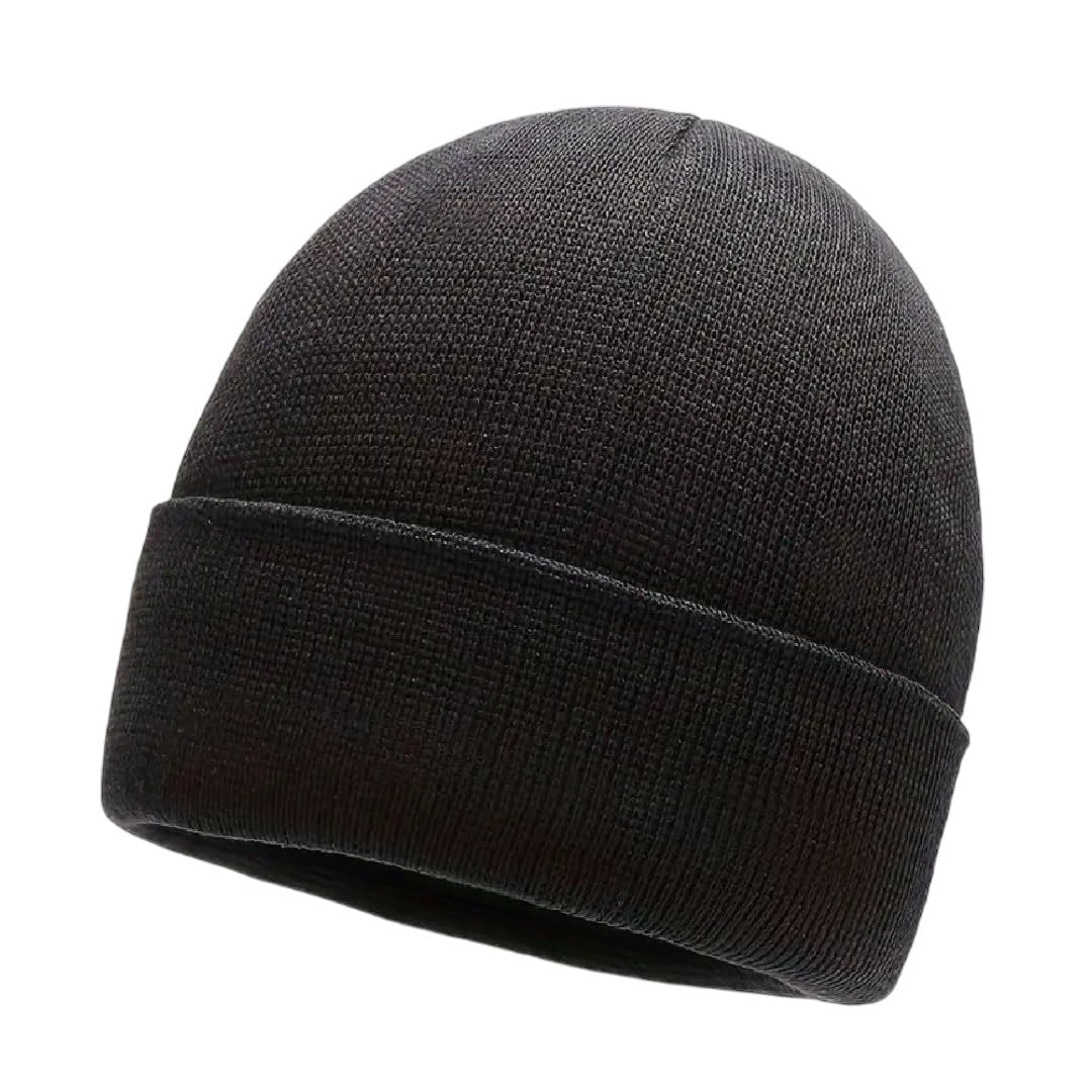 Asd Accessories Unisex Black Beanie Hat For Men’s, Comfortable Breathable Stretchy Soft Cuffed Beanie Winter Hats For Mens, Skullies & Beanies (Black)