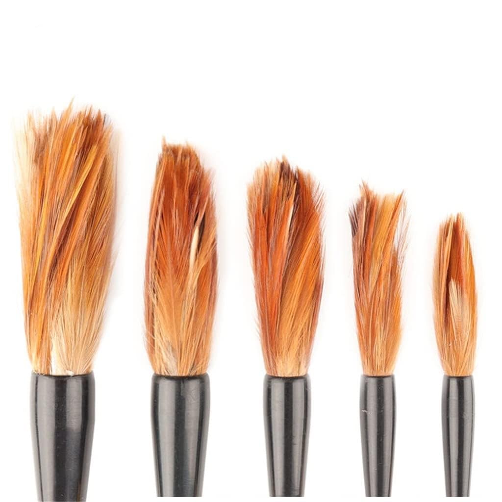 Chinese Calligraphy Drawing Brush, Freehand Landscape Chinese Calligraphy Brush Set For Beginners 5 Pcs Chicken Feather