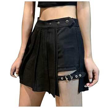 Amazon.com: Women Gothic Punk Mini Skirt Zipper High Waisted