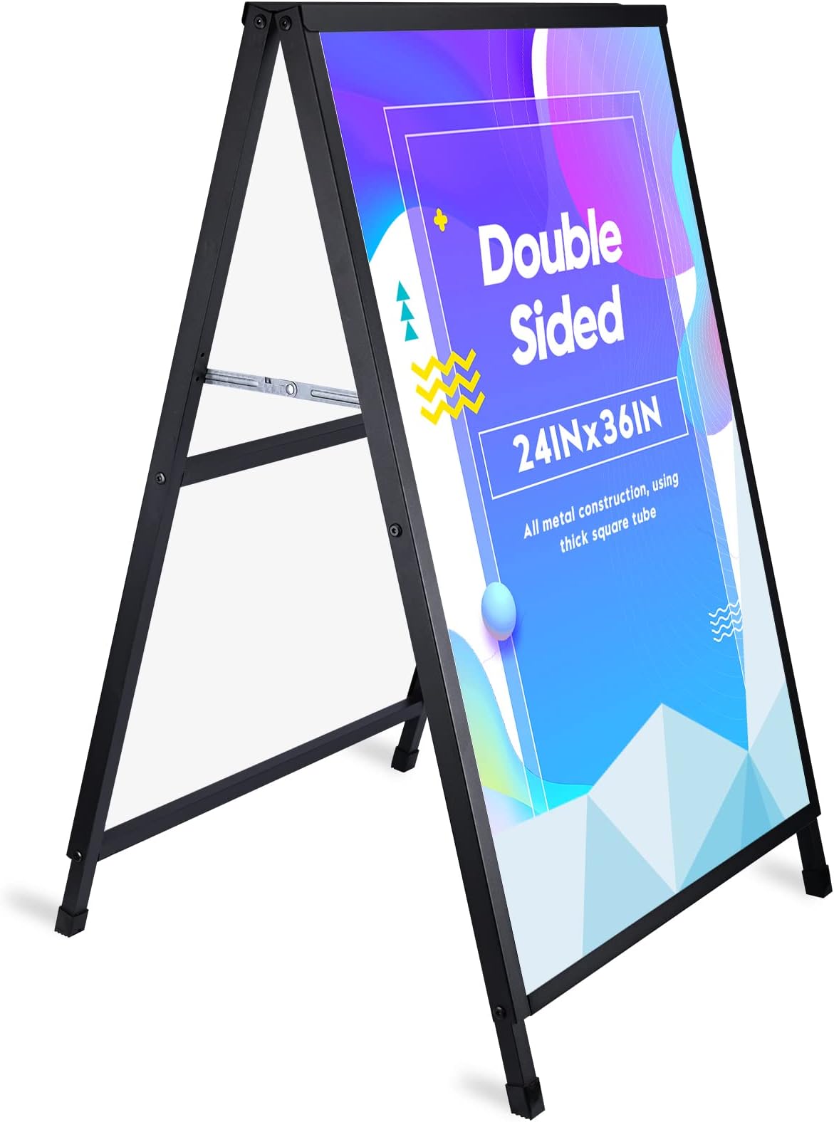 Heavy Duty A- Frame Sidewalks Poster stand 24 x 36 Inch Outdoor Sign Black Coated Metal Collapsible Sidewalks Signs Stand Double-Sided Display Poster Boards Suitable Sandwich Board for Indoor Outdoor