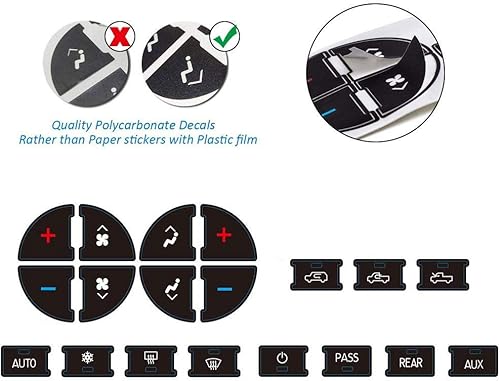 Miniatura 4 de AC Dash Accents - Kit de reparación de calcomanías de botón para fijar botones de control de aire acondicionado desteñidos arruinados – Repuesto