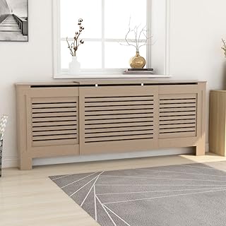 FIRBNUS 205x20.5x81.5 cm HeizköRperverkleidung HeizköRper Heizungsverkleidung HeizköRperabdeckung LamellentüR Heizungsrohr Verkleidung Braun