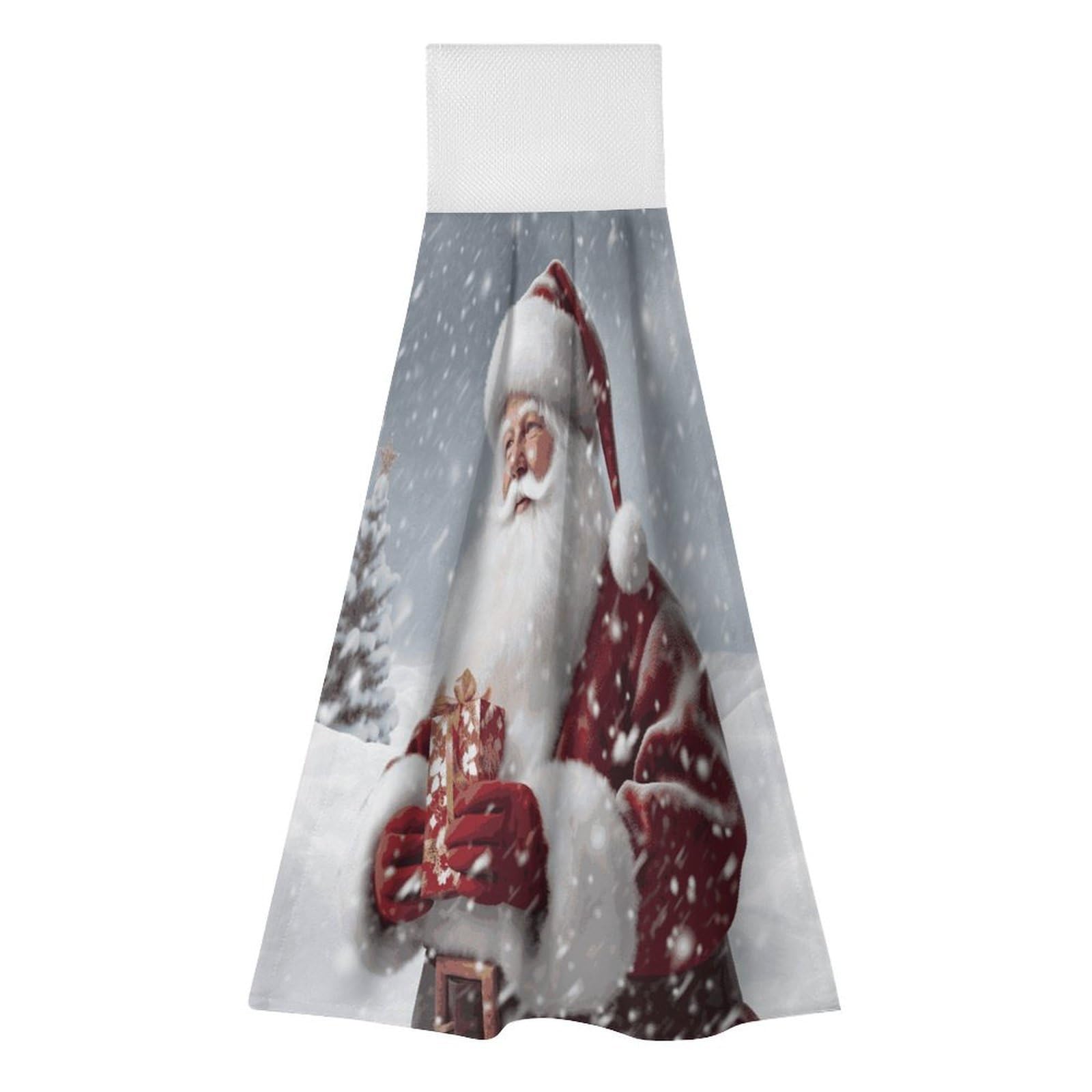 Khauerbc Style Santa Claus Snow Secenry Hand Towel For Quick Drying & Absorbent,Kitchen Towels Polyester,11.9 * 11.6 In,Yoga Towel For Bathroom,Kitchen,Gym,Shower,Hotel,And Spa
