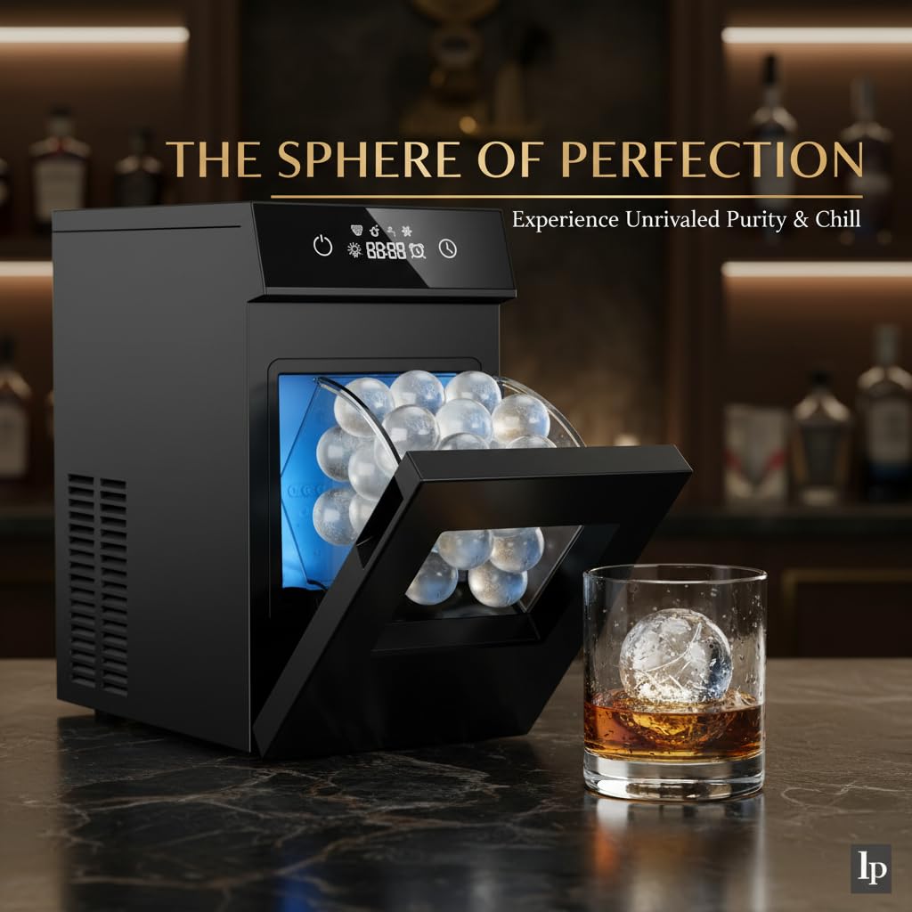 2.1" Clear Ice Ball Maker with Crystal Ice Technology, Minimal Footprint Sphere Ice Maker with 8H Timer, 1 pc in 30 Mins, 48 pcs/Day, Self-Cleaning for Home Bar Whiskey & Bourbon