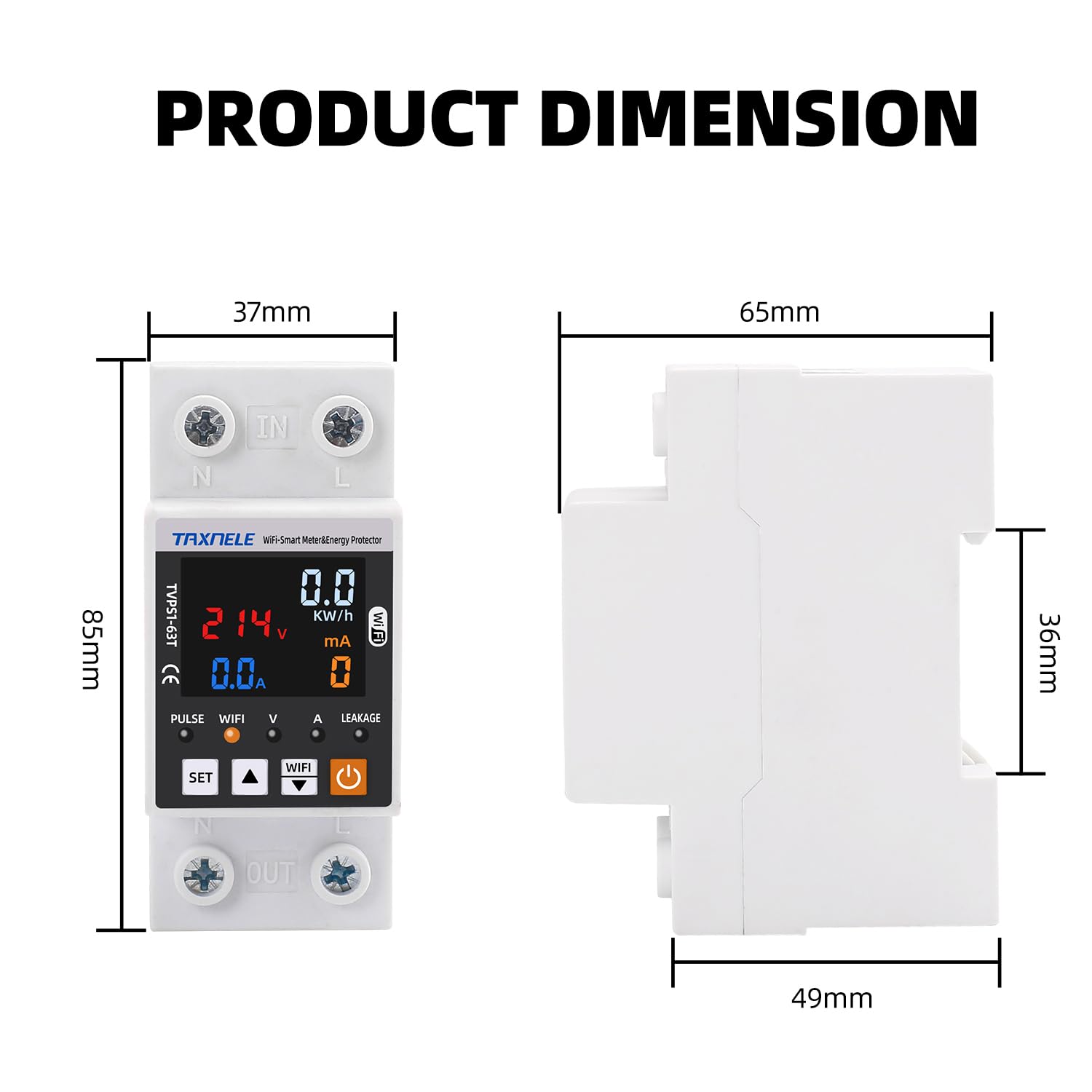 Misuratore di energia intelligente TUYA WiFi AC 63A 85-300V WiFi Smart Earth Leakage sopra sotto il monitor di energia elettrica del protettore di tensione APP Telecomando Smart Life 230V