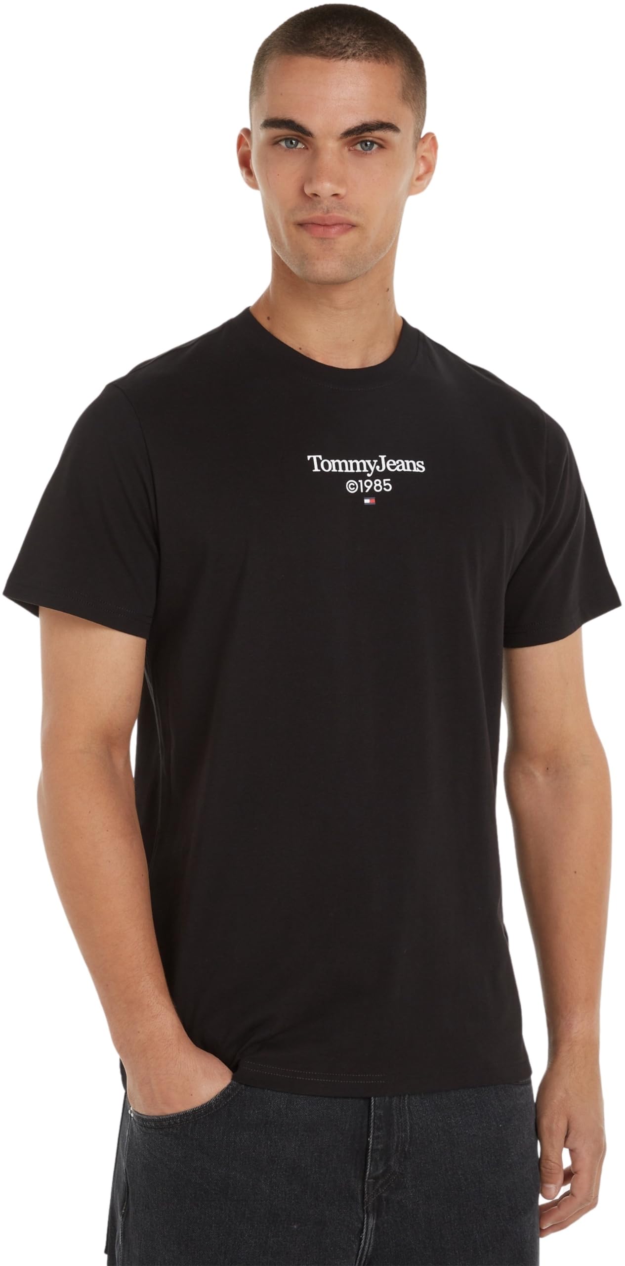 Tommy Jeans Camiseta de Manga Corta para Hombre Slim Cuello Redondo