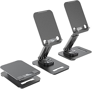 Hoco PH48 - Fun Dual Axis 360 Rotating Tablet Desktop Holder, Applicable To Mobile Phones/Tablets, Applicable Scenarios: Online Class Study, Work Meeting, Chasing - Black