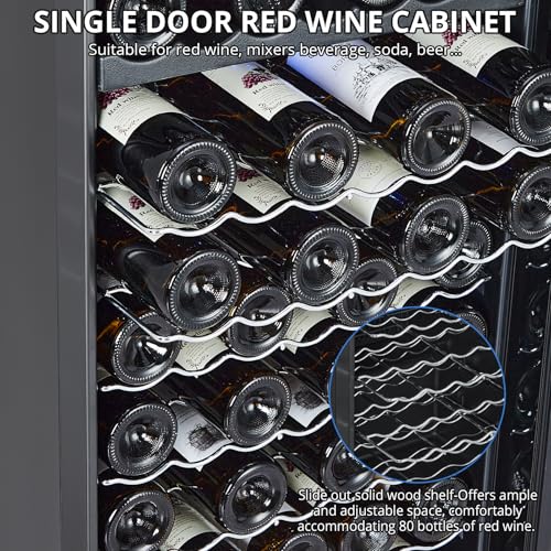 Image of Dual Zone Wine Cellar - 80 Bottles Capacity, Freestanding Wine Cooler, Adjustable Shelves, Single Glass Door, Digital LED Touch Control, For Red, White, Champagne, Sparkling Wine