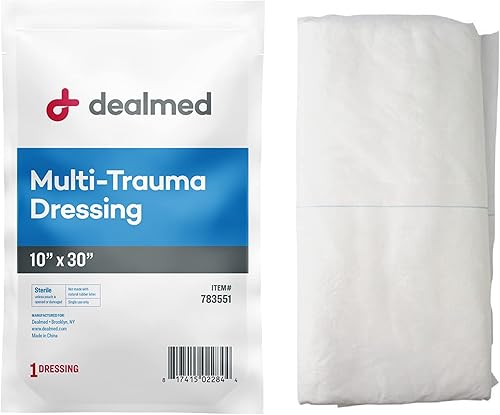 Miniatura 8 de Dealmed Apósito multitrauma de 10 x 30 pulgadas, almohadilla estéril de gran tamaño de emergencia, absorción superior, protección y relleno,
