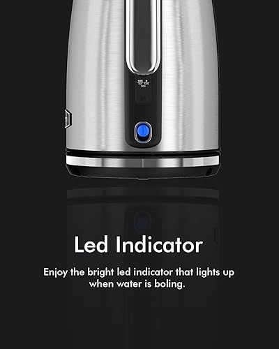 Miniatura 5 de Hervidor eléctrico de acero inoxidable - 1.7L 1500W, apagado automático, hervir rápido