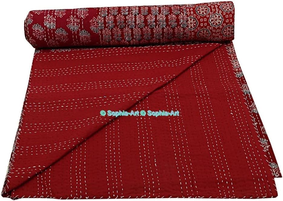 Bloque De Mano Ajrak Vintage Print Colcha Kantha Ecuador
