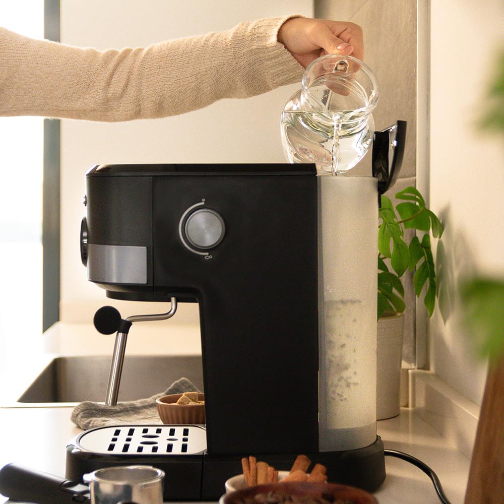 Cecotec Macchina da Caffè Espresso Power Espresso 20 Pecan Pro. 1100 W, Tecnologia ForceAroma da 20 bar, Vaporizzatore Orientabile, Braccio Doppio, Piastra Riscaldatrice per Tazze