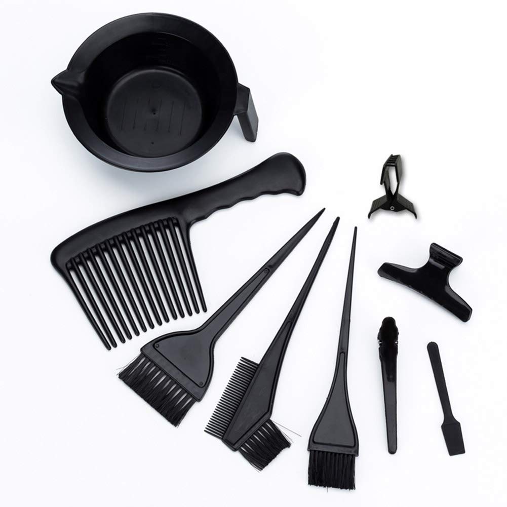 ShiningLove 9pcs Hair Dye Tool Set, Hair Coloring Brushes Bowl Comb Salon Hair Color Dye DIY Set