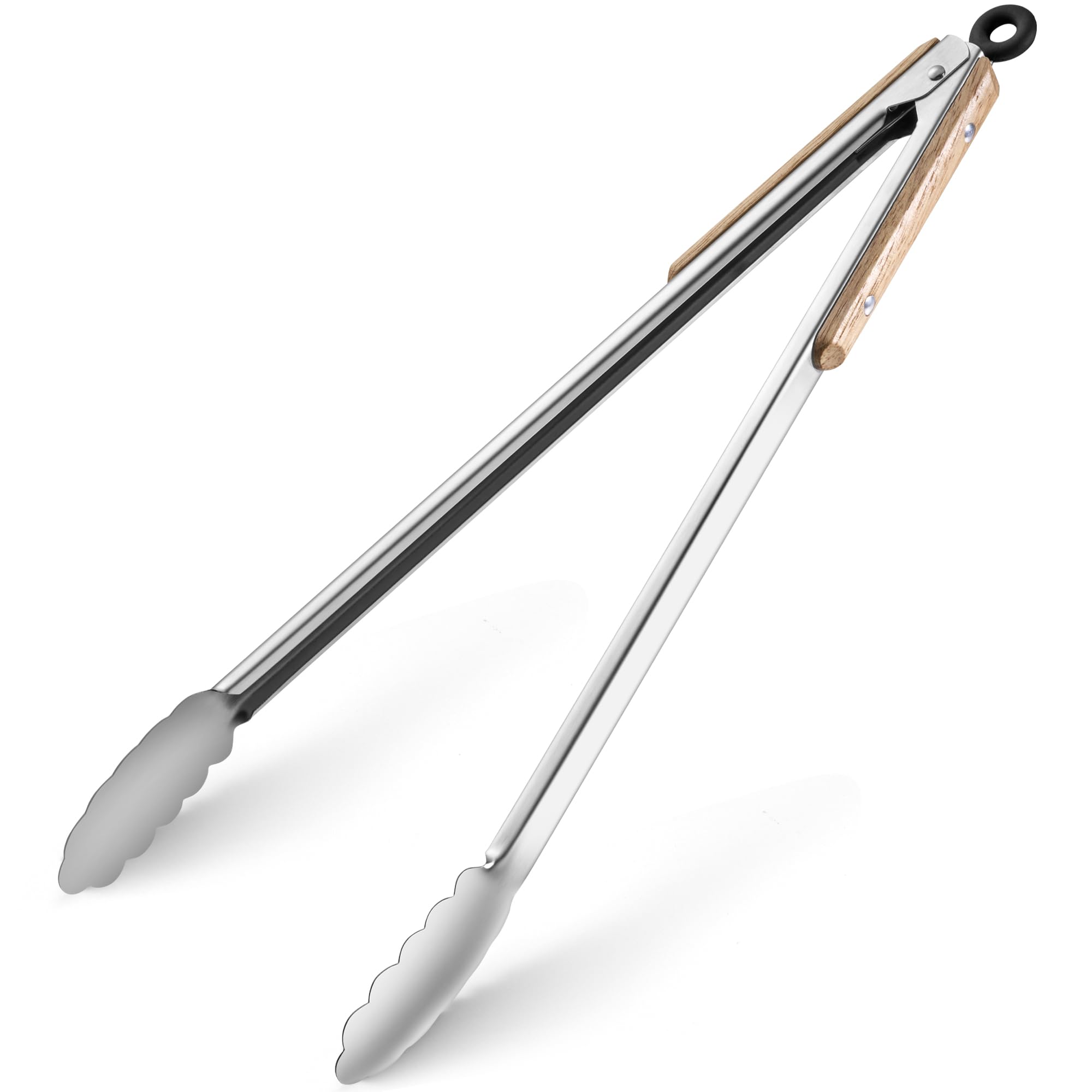 Maywe Tanso 17-Inch Grill Tongs with Oak Wood Handles