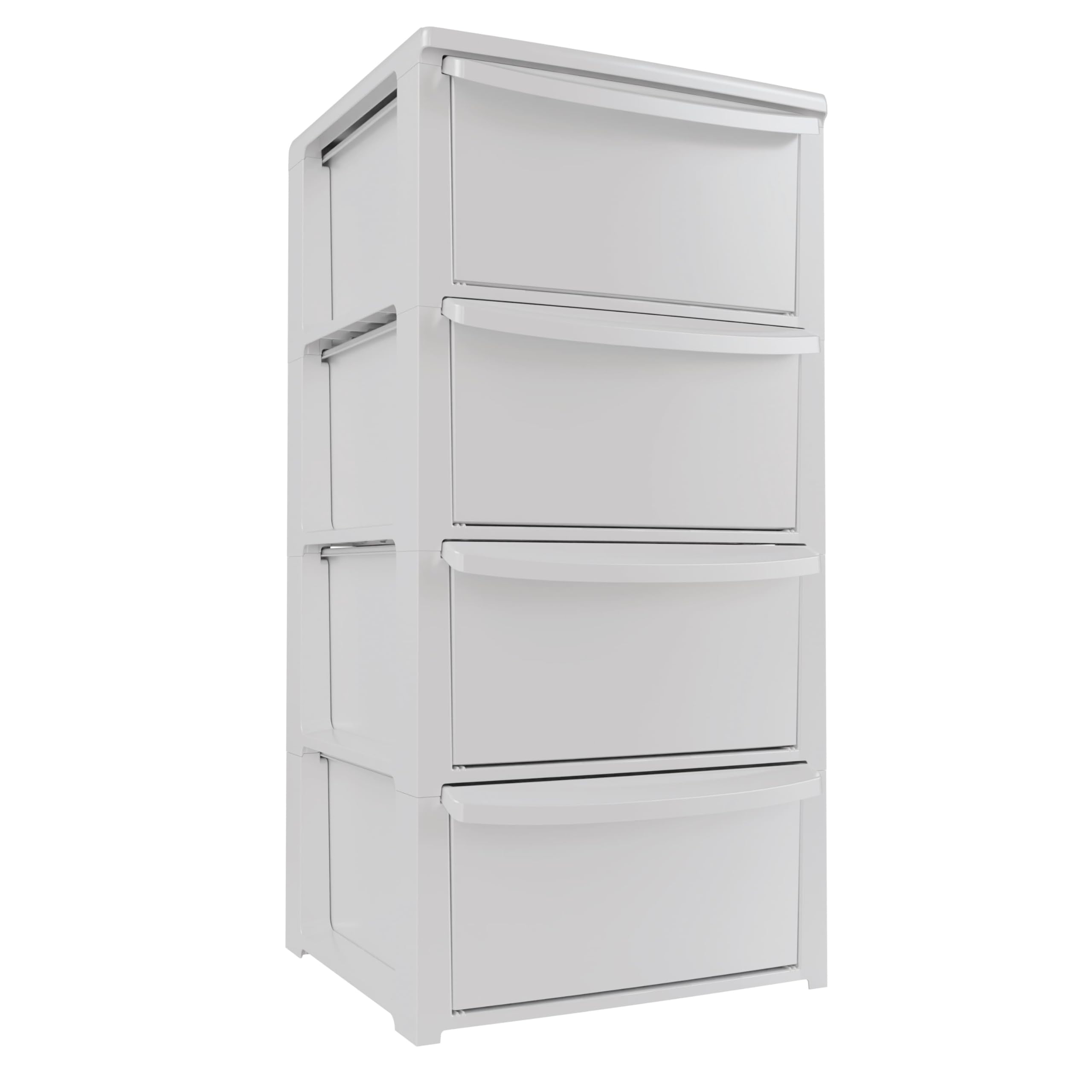 Art Plast - Cassettiera a 4 cassetti bianco - Mobile portaoggetti camera da letto, ufficio, lavanderia - Torre portaoggetti 39 x 38,5 x 80,5 cm