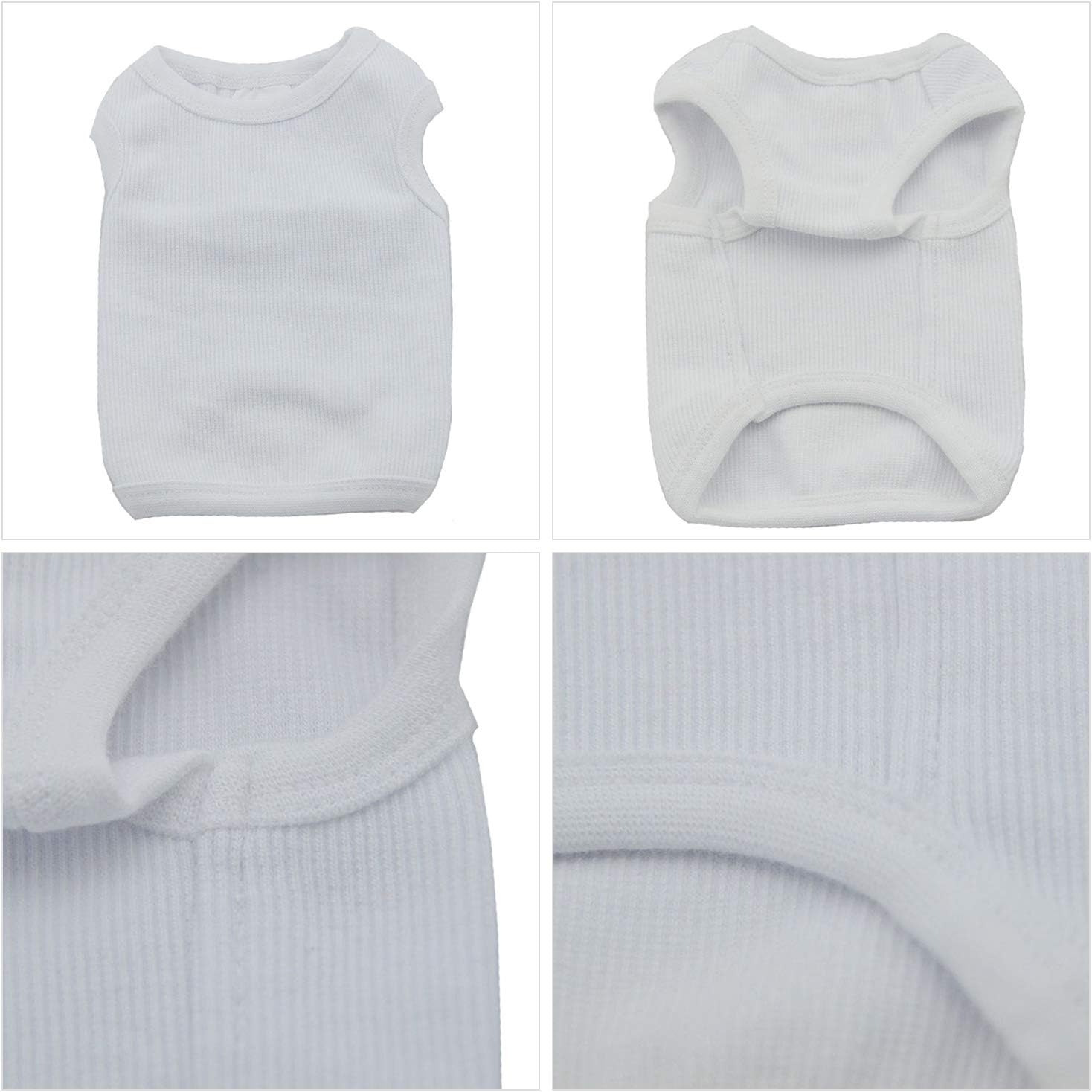 Lovelonglong 2019 Summer Pet Clothing, Dog Clothes Blank T-Shirts Ribbed Tanks Top Thread Vests for Large Medium Small Dogs 100% Cotton White L