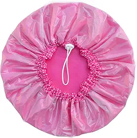 Touca De Banho De Cetim Luxo Ajustável Impermeável Antifrizz (Pink)