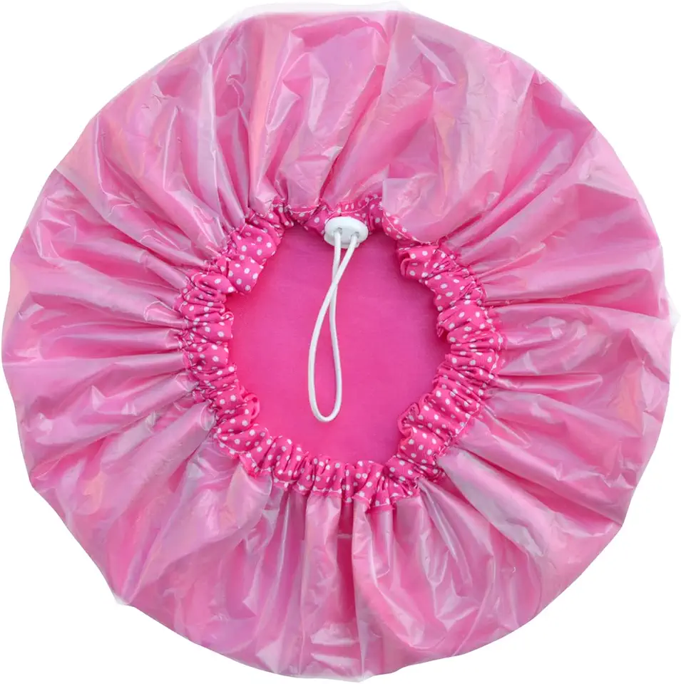 Touca De Banho De Cetim Luxo Ajustável Impermeável Antifrizz (Pink)