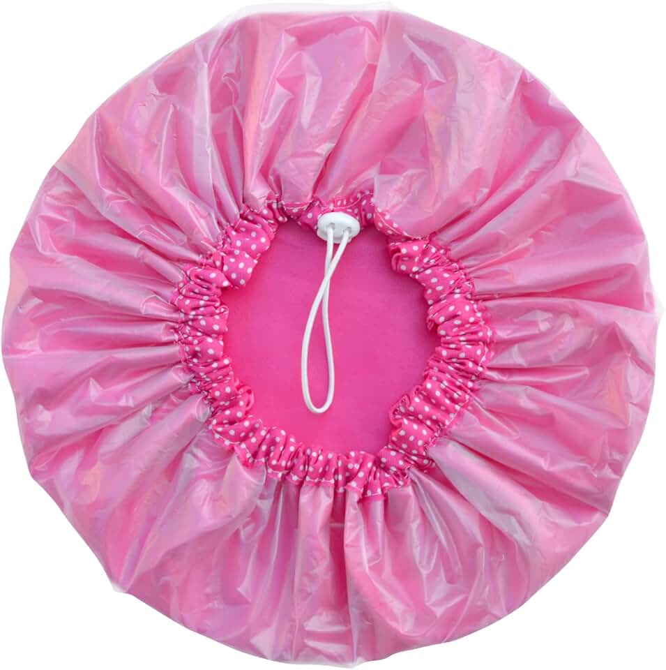 Touca De Banho De Cetim Luxo Ajustável Impermeável Antifrizz (Pink)
