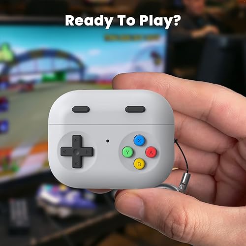 Miniatura 6 de Delidigi Funda para AirPods Pro 2, diseño clásico de consola de juegos portátil, funda protectora de silicona con bolígrafo de limpieza y llavero