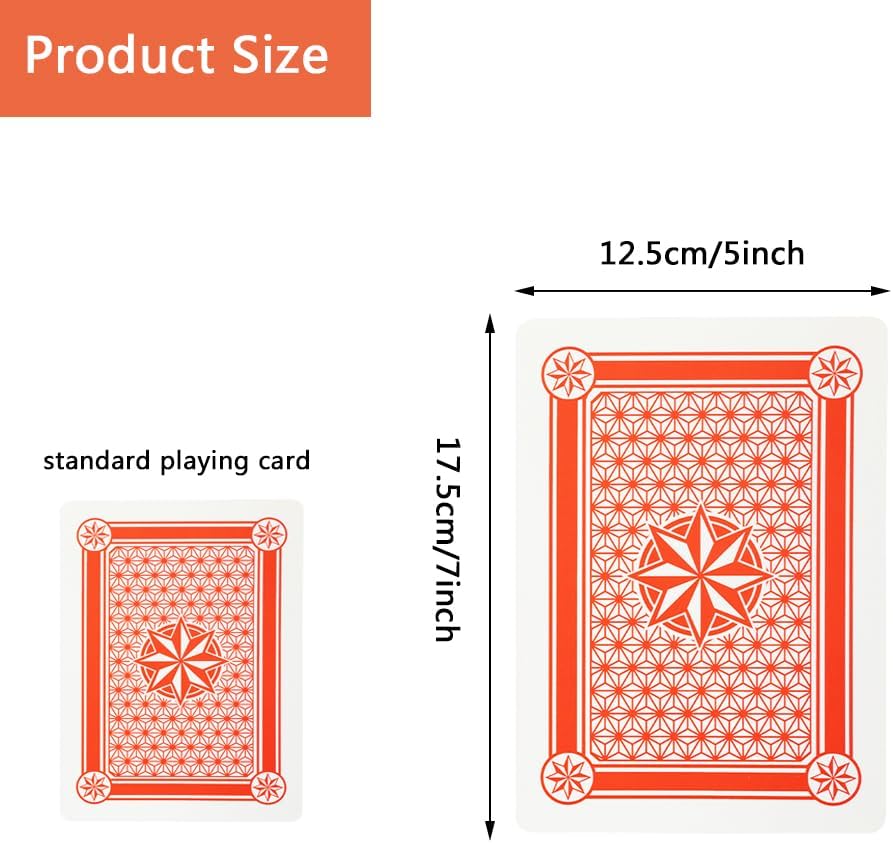 Large Playing Cards Giant Playing Card Deck, 5 X 7 Inch Oversized Full Deck Poker Deck of Cards for Bridge, Poker, Casino Party Decorations(54 Cards)