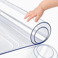 Vista 1 de PoPoTo Nuevo Mantel de Plástico Transparente de PVC para Mesa de Café, Comedor, Cocina, Protector de Mesa Auxiliar, Cubierta Lavable, Resistente al