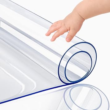 PoPoTo 8x36 Inch New Clear Plastic Desk Pad Dining Table Protector Tablecloth Mat Office Desk Blotter 1.5mm Thick Rectangular Waterproof Odorless No-Slip Vinyl Table Cover for Wooden Glass Countertop