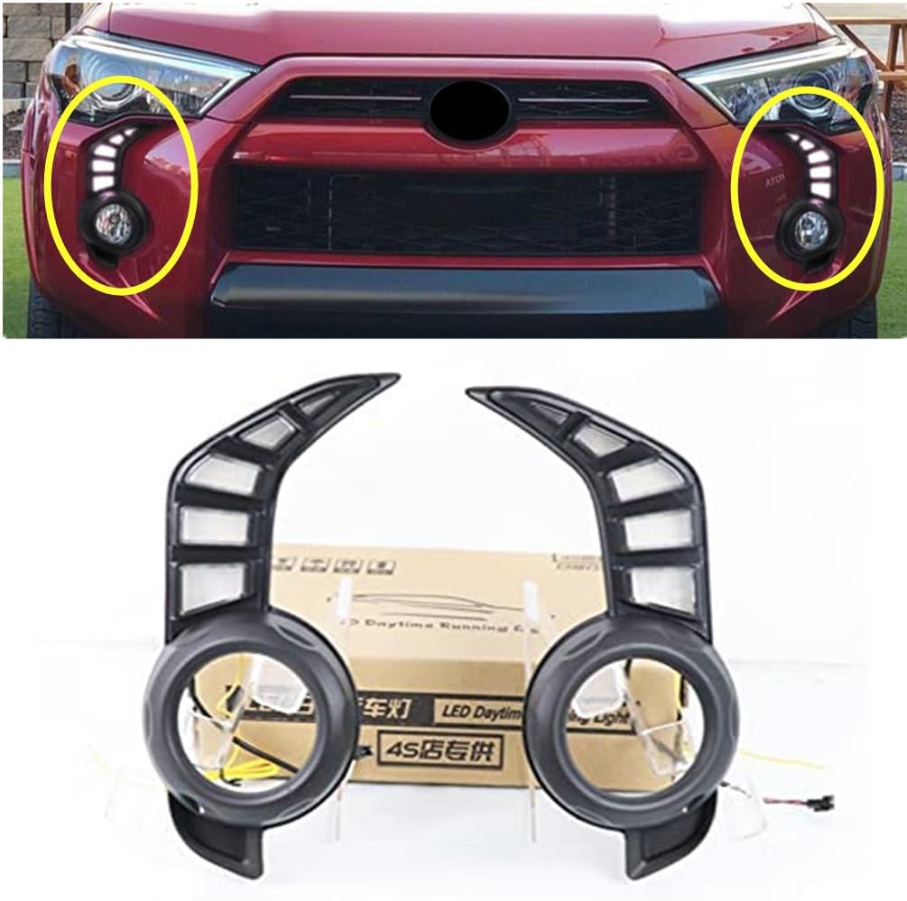 Front Bumper Fog Light Fit For 2014-2024 Toyota 4Runner sr/sr5/ trd pro/sport DRL Led Daytime Running Lights With Turn Signal Daylights Accessories