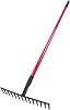 Bully Tools 92301 7 Gauge 16 Level Head Rake with Fiberglass Handle, 66"