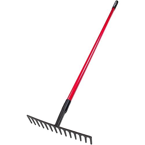 Bully Tools 92301 7 Gauge 16" Level Head Rake with Fiberglass Handle, 66"