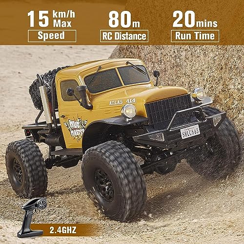 Image of BEEZRC RocHobby 1 /10 Atlas RC Crawler, 4WD with Lighting, 2.4GHz RC Rock Truck, Off Road Hobby Grade, Remote Control Car for Adults, Need to Complete with Battery (Yellow)
