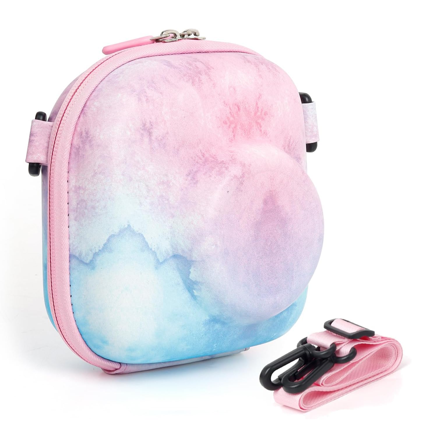 Hard EVA Storage Case Widely Compatible with fuji-film Instant insta-x Mini 13/12/11/9/8/SE/41/99/Evo/Liplay, Instant Camera Protective Carrying Case with Adjustable Strap -Blue/pink Watercolor-picture-25