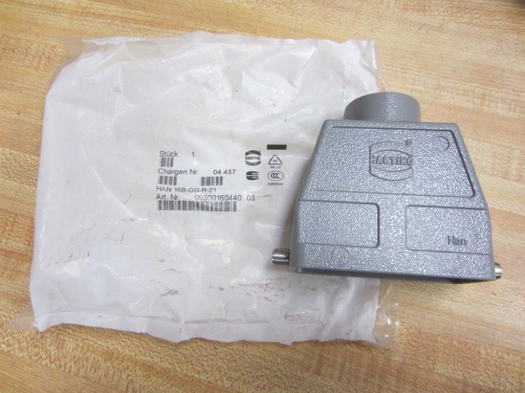 HARTING 09 30 016 0440 1 LEVER, 16B, CABLE EXIT ANGLE:180°, CONNECTOR BODY MATERIAL:ALUMINIUM BODY, HOOD, LOCKING TYPE:1 LEVER, PG21, PRODUCT RANGE:HAN B SERIES, RECTANGULAR SHELL SIZE:16BROHS COMPLIA