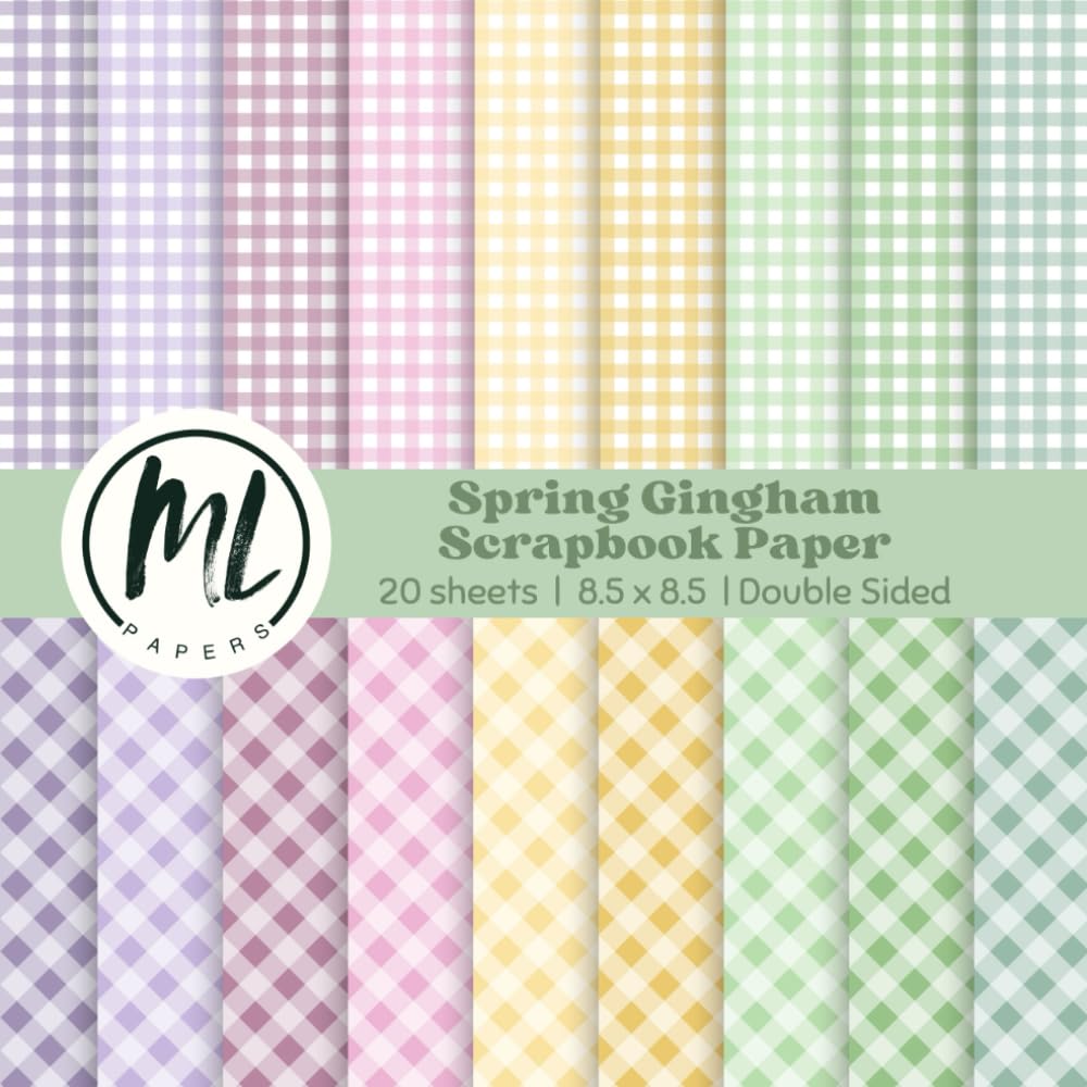 Easter Gingham Scrapbook Paper Pad: Spring Plaid Craft Paper Pad for DIY Card Making, Pastel Pattern Paper for Arts and Crafts Projects, Junk
