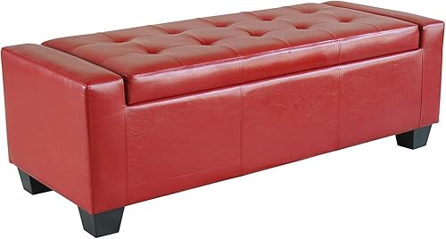 Miniatura 1 de HOMCOM Otomana grande de almacenamiento de 51 pulgadas, banco de almacenamiento de piel sintética copetudo para sala de estar, entrada o dormitorio,