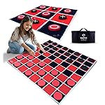 Swooc Games - 2-in-1 Vintage Giant Checkers & Tic Tac Toe Game W/Mat (3ft x 3ft) - 100% Machine-Washable Canvas - Giant Outdoor Games for Kids - Yard Game for Kids - Jumbo Lawn Set - Large Checkers