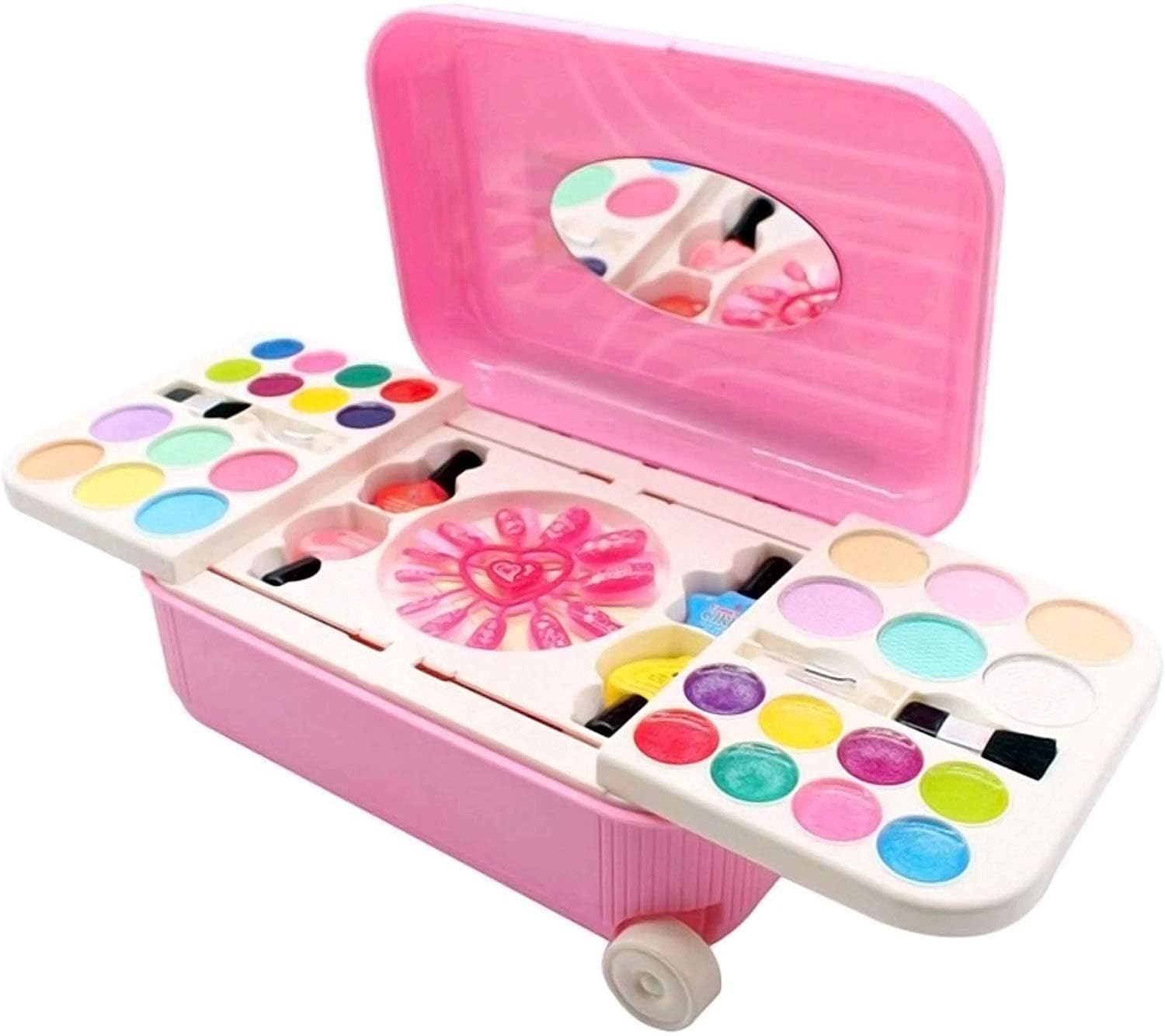 Mahi Enterprise 2-in-1 Kids Makeup and Nail Art Pretend Play Set with Trolley – Multicolor Cosmetic Kit for Girls & Plush Wing Horn Teddy Bear Soft Toy for Boys and Girls 3