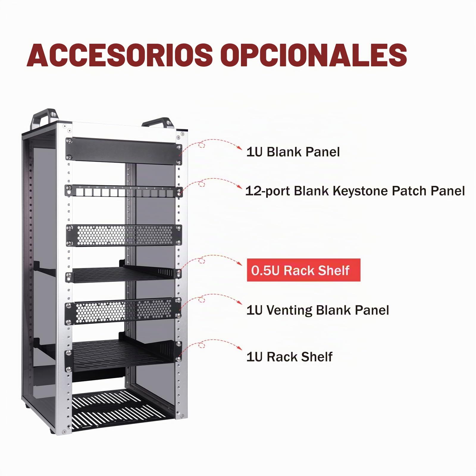 GeeekPi Estante de rack de 10 pulgadas 0.5U, profundidad de 10.25 pulgadas, estante de servidor de 0.5U bandeja voladiza ventilada para gabinete de red DeskPi Rackmate T2/T0 Plus/T1 Plus