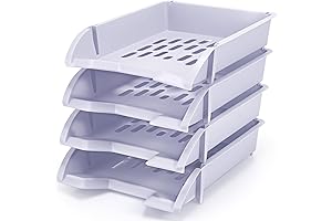 Gueevin 4Pcs Stackable Paper Trays Colorful Plastic File Desk Organizer