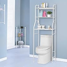 3-Tier Over Toilet Storage Rack - Space Saving Bathroom Shelf Organizer | Steel Freestanding/Wall-Mountable Design | Holds Towels, Toiletries & More(White)