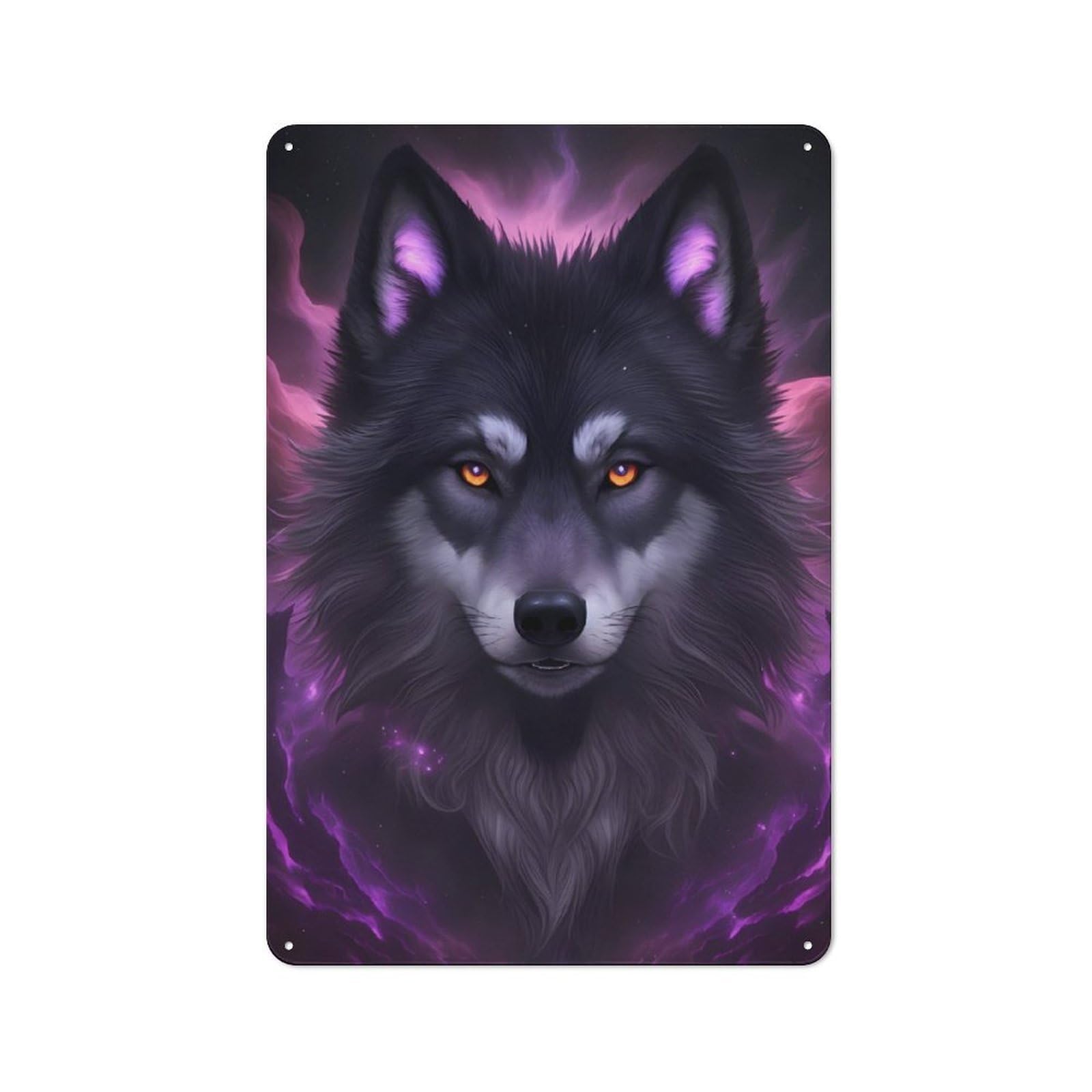 Country Wolf Portrait Country Metal Sign 30x20cm, Farmhouse Wall Decor for Farmhouse Kitchen, Pantry Or Dining Area