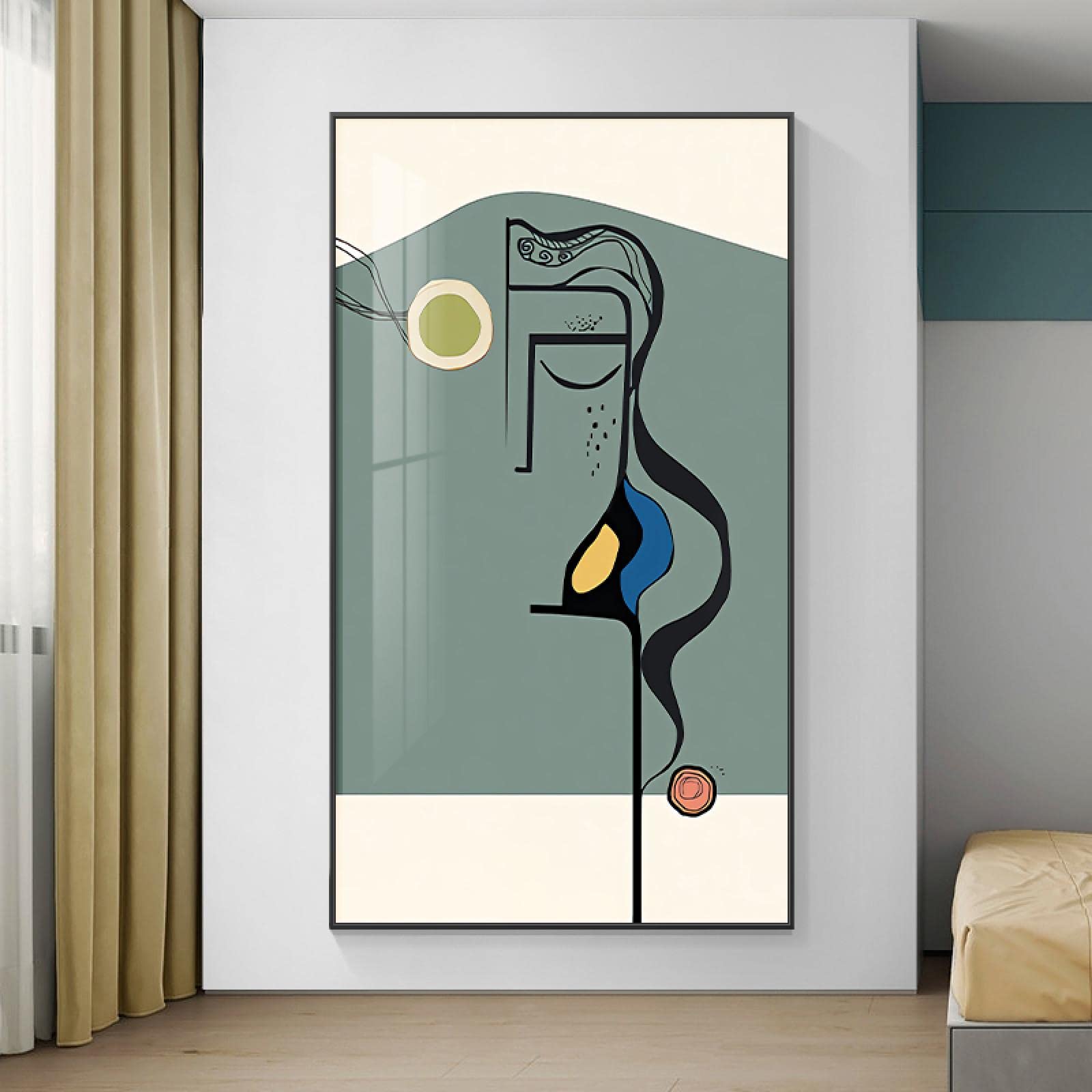 Print on Canvas Abstract Paintings By Picasso Line Art Character Wall Art Pictures Modern Home Living Room Decoration 80x160cm Frameless