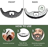 Vista 10 de Mustaches Barba falsa autoadhesiva para niños, novedad, pequeño pelo facial falso, accesorio de disfraz para niños, color negro brillante Negro